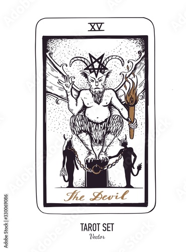 Vector hand drawn Tarot card deck. Major arcana Justice. Engraved vintage style. Occult, spiritual and alchemy symbolism
