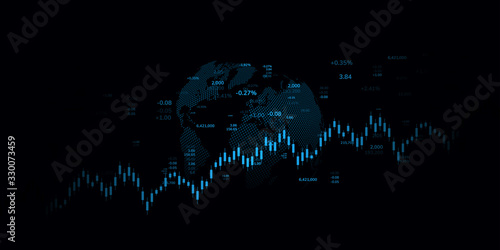 Stock market graph or forex trading chart for business and financial concepts, reports and investment on dark background . Vector illustration