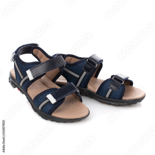 Dark blue with black sandals for boys isolated on white