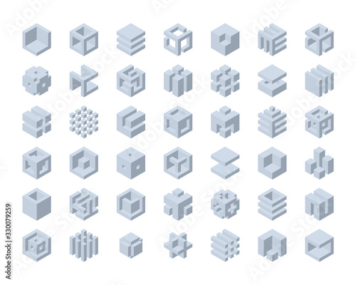 Cube logo vector design.  Cubes 3d set template graphic elements.