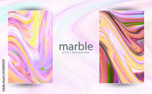 Two paintings with marbling. Marble texture. Paint splash. Colorful fluid. It can be used for poster, brochure, invitation, cover book, catalog. Vector illustration