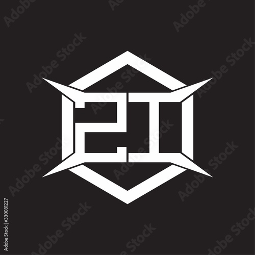 ZI Logo monogram with hexagon and four taper shape design template