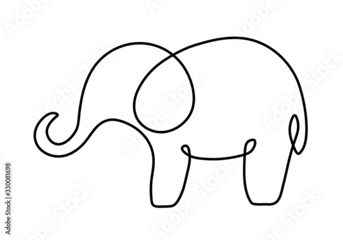 one line drawing art elephant logo style. mono line elephant logo. simple and modern style. continuous line elephant