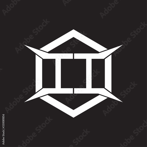 II Logo monogram with hexagon and four taper shape design template