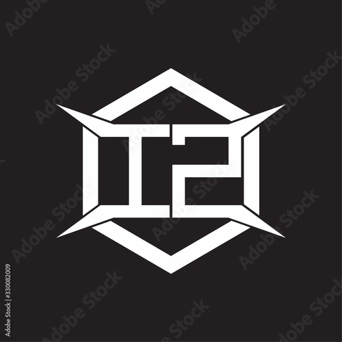 IZ Logo monogram with hexagon and four taper shape design template