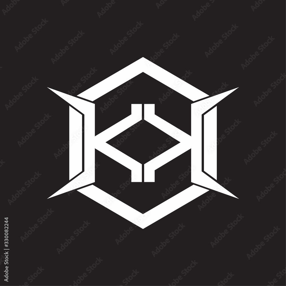KK Logo monogram with hexagon and four taper shape design template ...