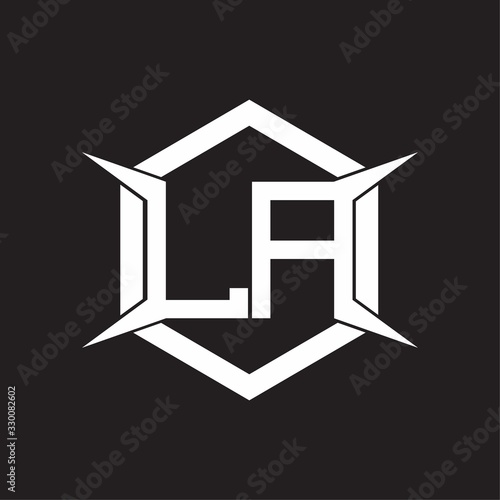 LA Logo monogram with hexagon and four taper shape design template