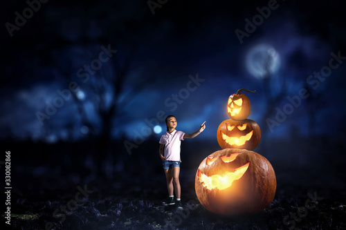 Spooky halloween image . Mixed media photo