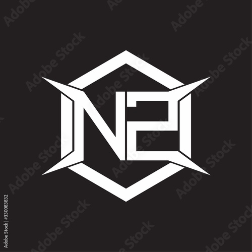 NZ Logo monogram with hexagon and four taper shape design template