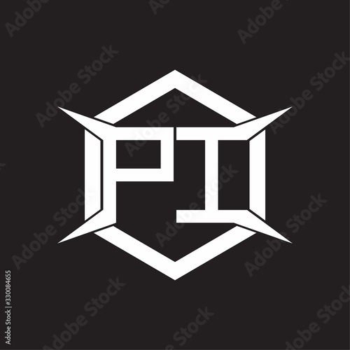 PI Logo monogram with hexagon and four taper shape design template