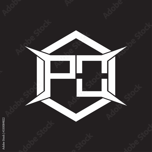 PO Logo monogram with hexagon and four taper shape design template