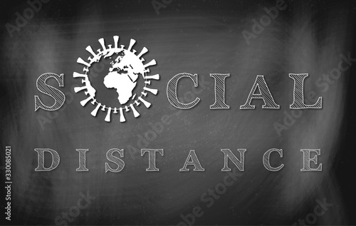 Black chalkboard with the phrase Social Distance on it