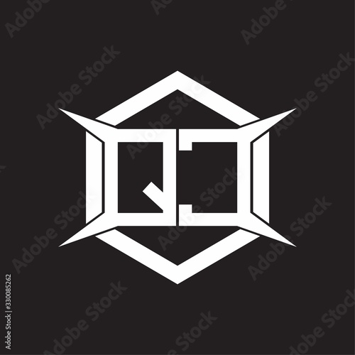 QC Logo monogram with hexagon and four taper shape design template