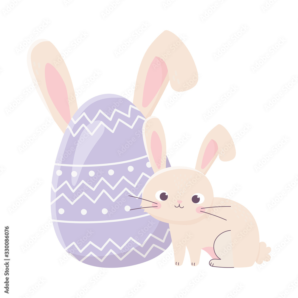 happy easter day, cute rabbit and egg with ears decoration happy easter day, cute rabbit and egg with ears decoration