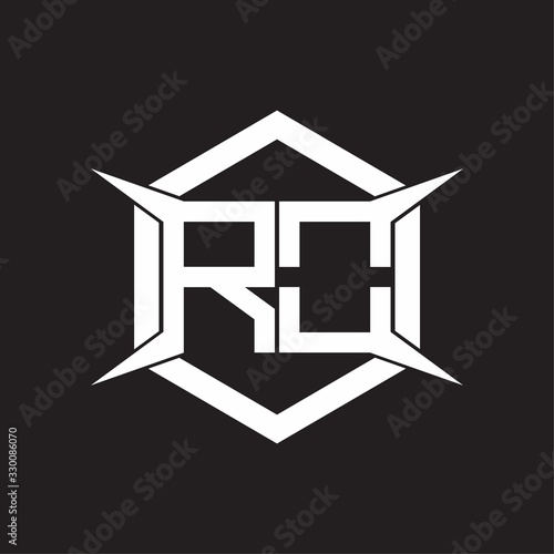 RO Logo monogram with hexagon and four taper shape design template