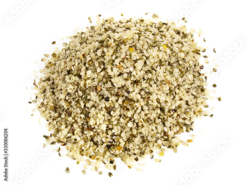 Shelled Hemp Seeds isolated on white Background