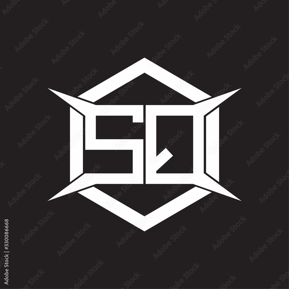 SQ Logo monogram with hexagon and four taper shape design template ...