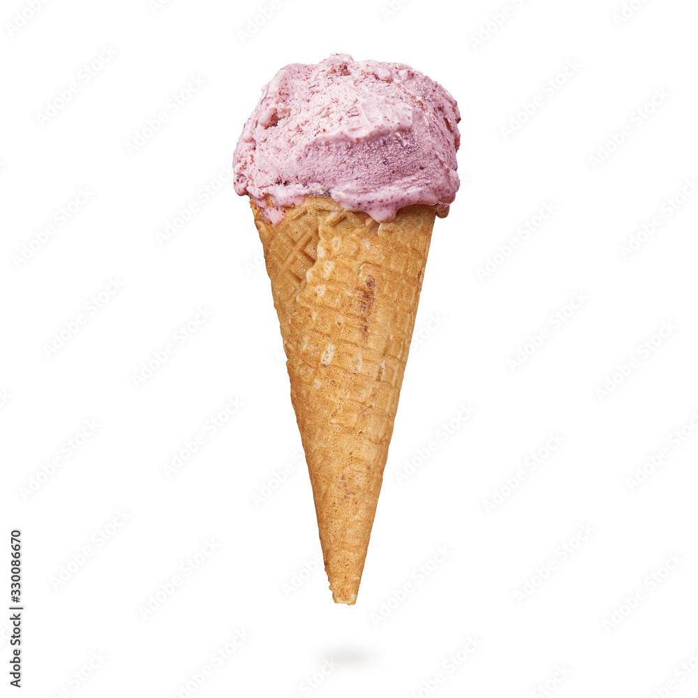 strawberry Ice cream in the cone with clipping path strawberry Ice cream in the cone with clipping path