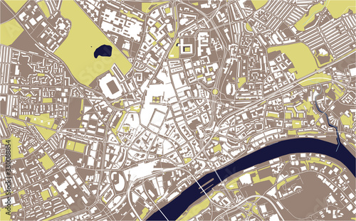 map of the city of Newcastle upon Tyne, Tyne and Wear, North East England, England, UK