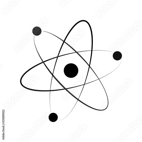 Three electrons rotate in orbits around atomic nucleus