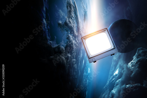 Retro TV flying in space © Sergey Nivens