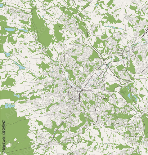 map of the city of Sheffield, South Yorkshire, Yorkshire and the Humber England, UK