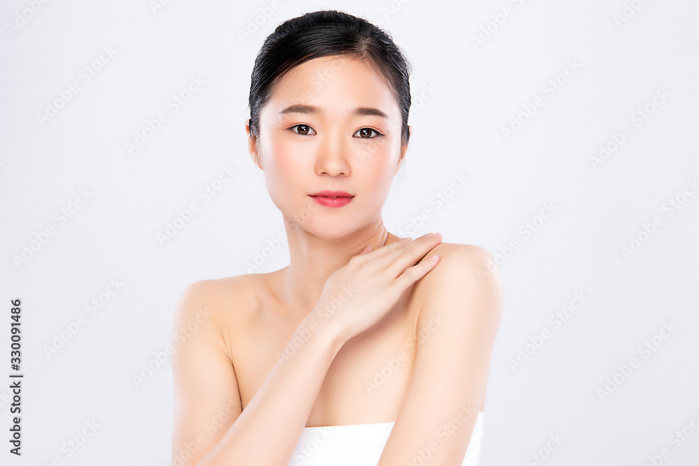Beautiful Young Asian Woman with Clean Fresh Skin. Face care, Facial treatment, Cosmetology, beauty and healthy skin and cosmetic concept .woman beauty skin isolated on white background Beautiful Young Asian Woman with Clean Fresh Skin. Face care, Facial treatment, Cosmetology, beauty and healthy skin and cosmetic concept .woman beauty skin isolated on white background