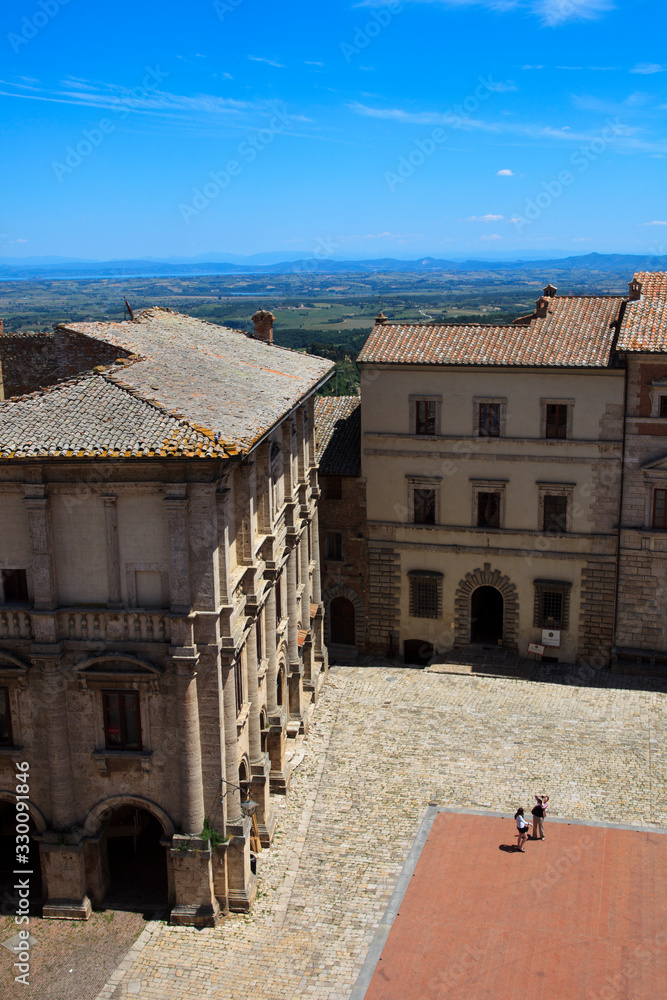 Montepulciano (SI), Italy - June 01, 2016: View from Palazzo Comunale of Montepulciano, Tuscany, Italy