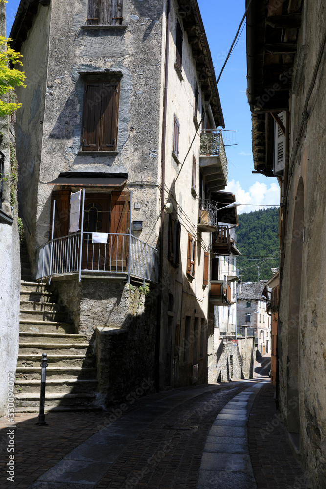 Craveggia (VCO), Italy - June 2, 2018: Craveggia village, Vigezzo Valley, VCO, Piedmon, Italy Craveggia (VCO), Italy - June 2, 2018: Craveggia village, Vigezzo Valley, VCO, Piedmon, Italy