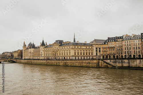 Conciergerie castle located on the west of the Ile de la Cite now used for law courts. Hundreds of prisoners during the French Revolution were taken from Conciergerie to be executed on the guillotine. © eduard