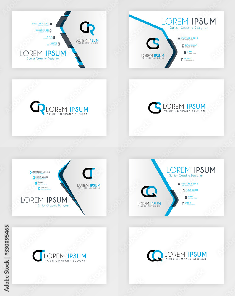 Blue Business Card Template. Simple Identity Card Design With Alphabet Logo And Slash Accent Decoration. For Corporate, Company, Professional, Business, Advertising, Public Relations, Brochure, Poster Blue Business Card Template. Simple Identity Card Design With Alphabet Logo And Slash Accent Decoration. For Corporate, Company, Professional, Business, Advertising, Public Relations, Brochure, Poster