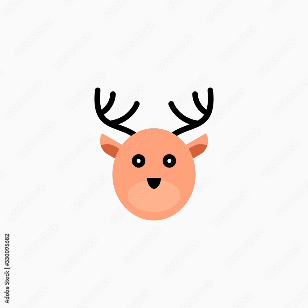 Cute cartoon Deer face. Sticker with funny character. Animal Clip Art. Deer head icon. Flat vector illustration. Cute cartoon Deer face. Sticker with funny character. Animal Clip Art. Deer head icon. Flat vector illustration.