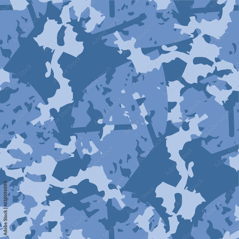 Winter or sea camouflage of various shades of blue color Winter or sea camouflage of various shades of blue color