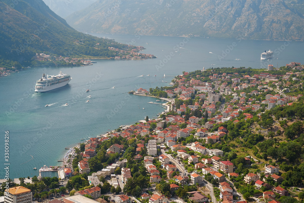 Liners in Bay of Kotor, Montenegro