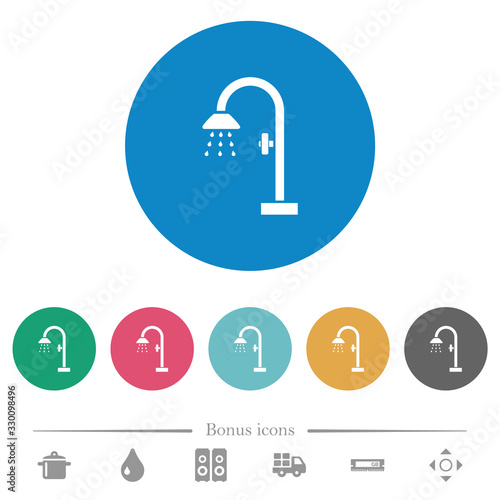 Shower flat round icons