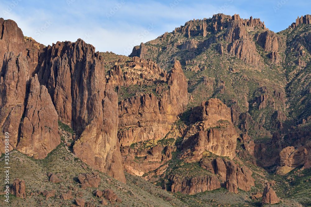 Spring landscape of the Superstition Mountains, Apache Trail, Tonto National Forest, Arizona, USA
