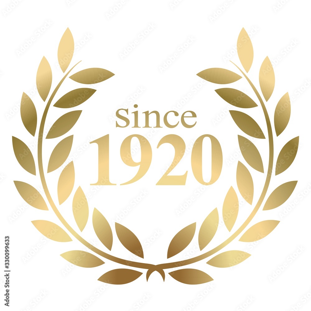 Since year 1920 gold laurel wreath vector isolated on a white background Since year 1920 gold laurel wreath vector isolated on a white background