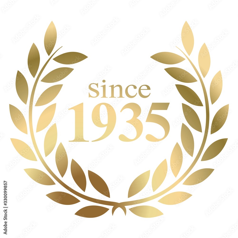 Since year 1935 gold laurel wreath vector isolated on a white background Since year 1935 gold laurel wreath vector isolated on a white background