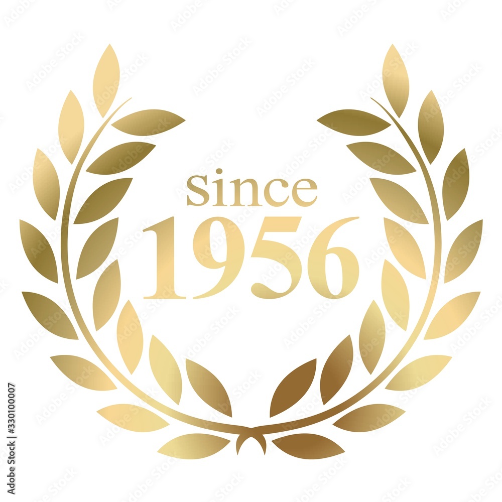 Since year 1956 gold laurel wreath vector isolated on a white background Since year 1956 gold laurel wreath vector isolated on a white background