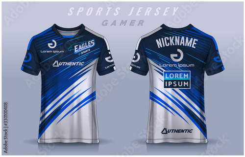 t-shirt e-sport design template, Soccer jersey mockup for football club. uniform front and back view.