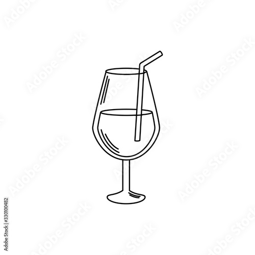 drinks glass cup liquor alcohol with straw line style icon