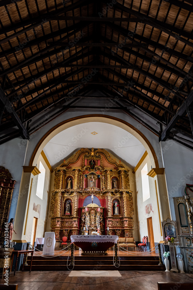 interior of san Lucas church Colan Peru