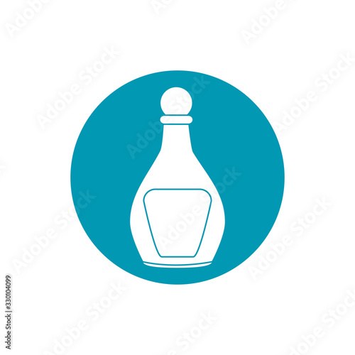drinks liquor glass bottle with lid blue block style icon