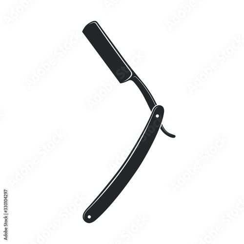 Straight razor icon. Straight razor for shaving graphic sign isolated on white background. Barber symbol. Vector illustration