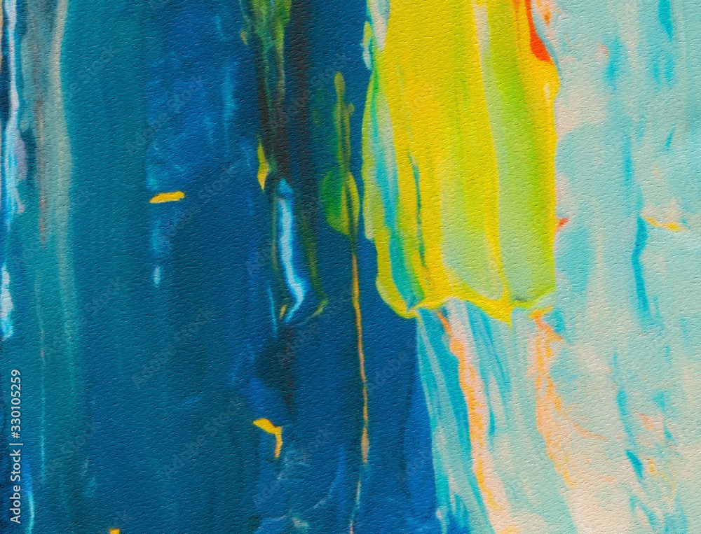 Naklejka premium Close up oil paint abstract background. Art textured brushstrokes in macro. Part of painting. Old style artwork. Dirty watercolor texture. Modern pattern. Chaotic splashes. Multi-colors design.