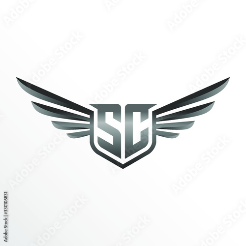 Initial Letter SC with Wings