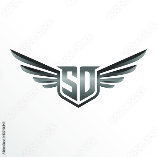 Initial Letter SD with Wings