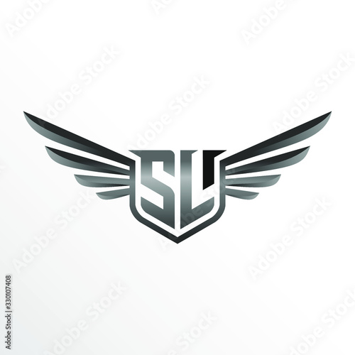 Initial Letter SL with Wings