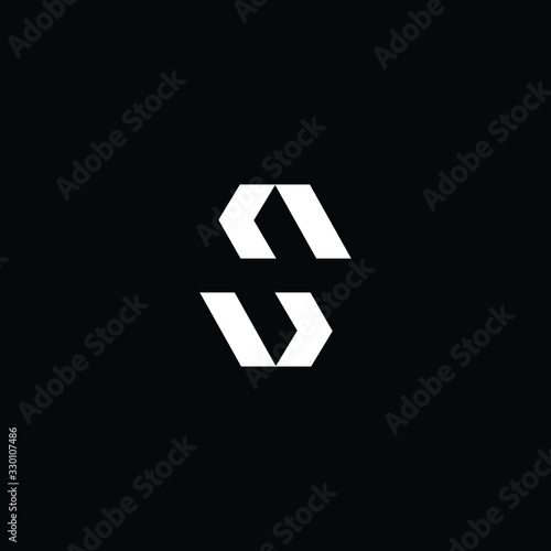  Minimal elegant monogram art logo. Outstanding professional trendy awesome artistic S SZ ZS initial based Alphabet icon logo. Premium Business logo White color on black background