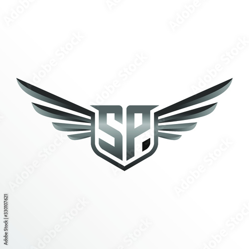 Initial Letter SP with Wings